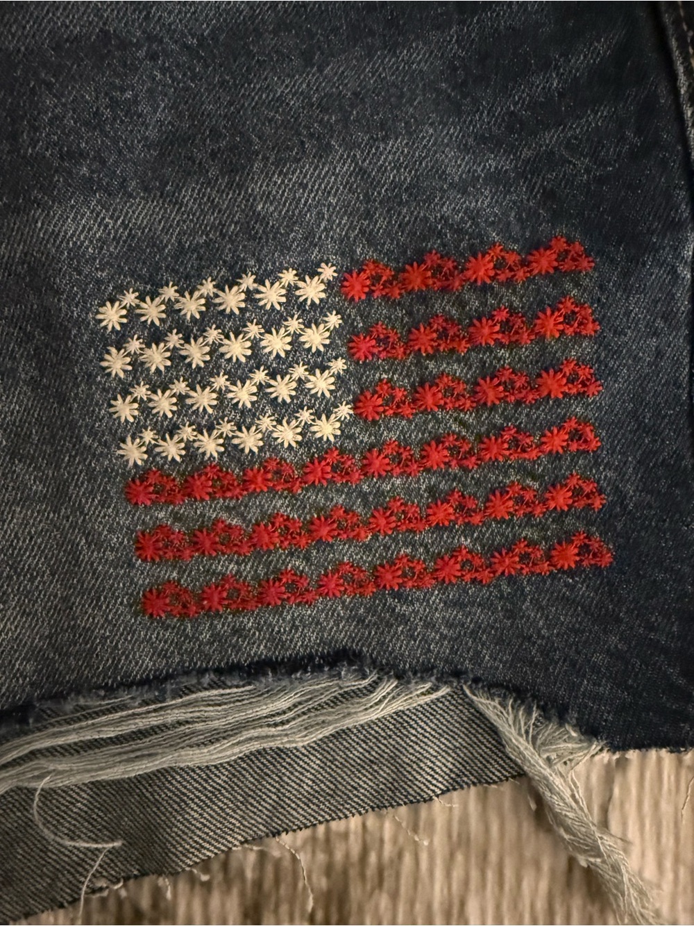 NWT Old Navy OG Straight High Rise Denim Shorts Womens 16 American Flag USA - Picture 3 of 9